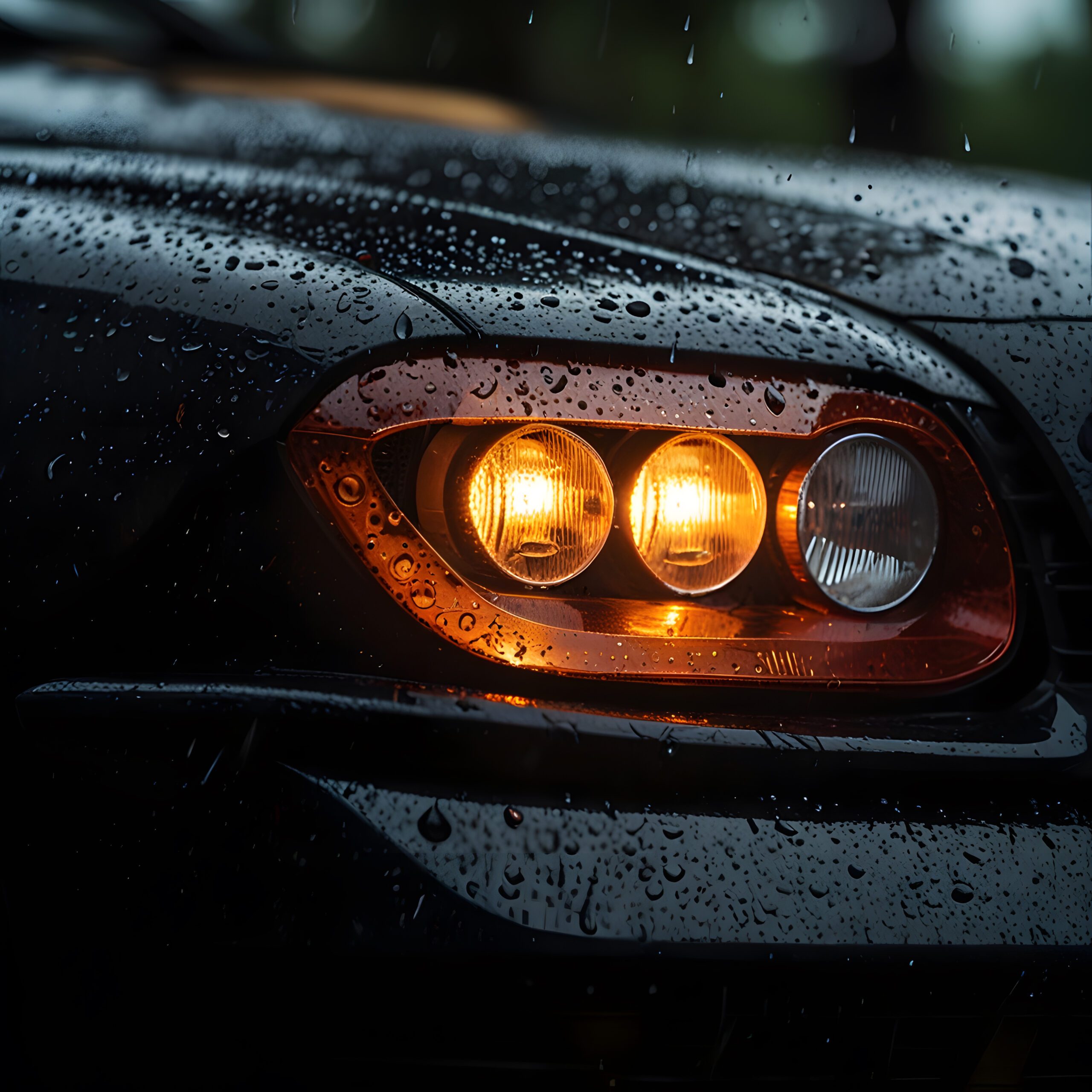 car-with-headlights-word-car-front